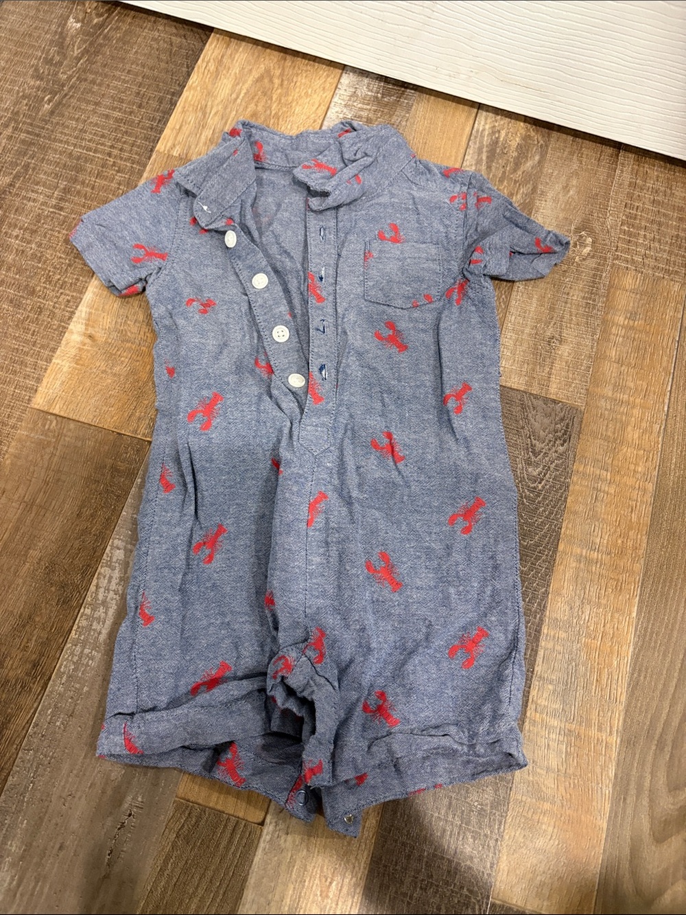 Old Navy Blue Romper with Red Print